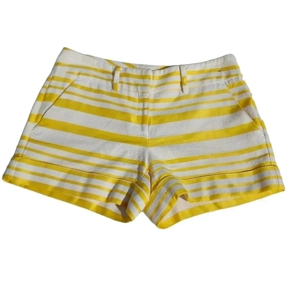 7th Ave. Design Studio New York & Co. White with Yellow Stripes Shorts Size 2